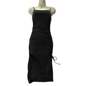 EXPRESS Dress Womens XXS Black Midi Bodycon Slipp Dress Retro Y2K Grunge Girl